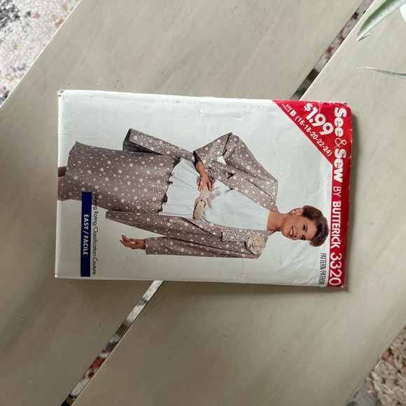 Butterick See & Sew 3320 Jacket, Blouson Top & Tapered Skirt SUIT Size B, 16-24 - Picture 3 of 6